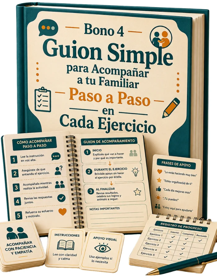 Guion simple para acompañar a un familiar paso a paso en cada ejercicio