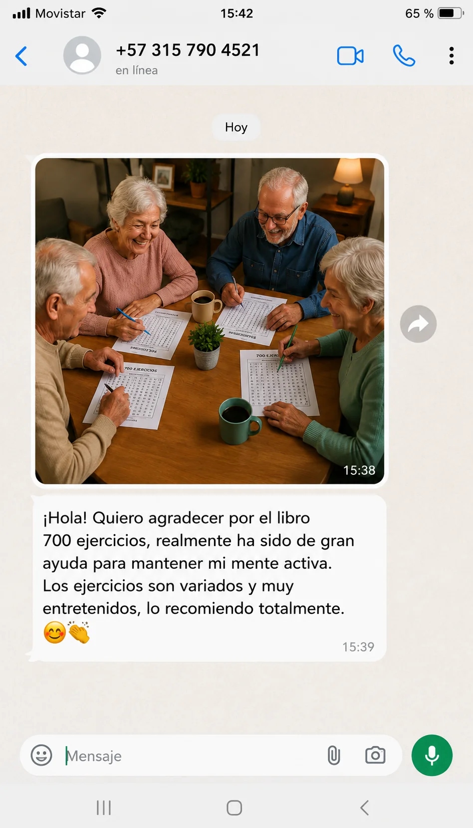 Mensaje de agradecimiento por el libro 700 ejercicios de gimnasia cerebral