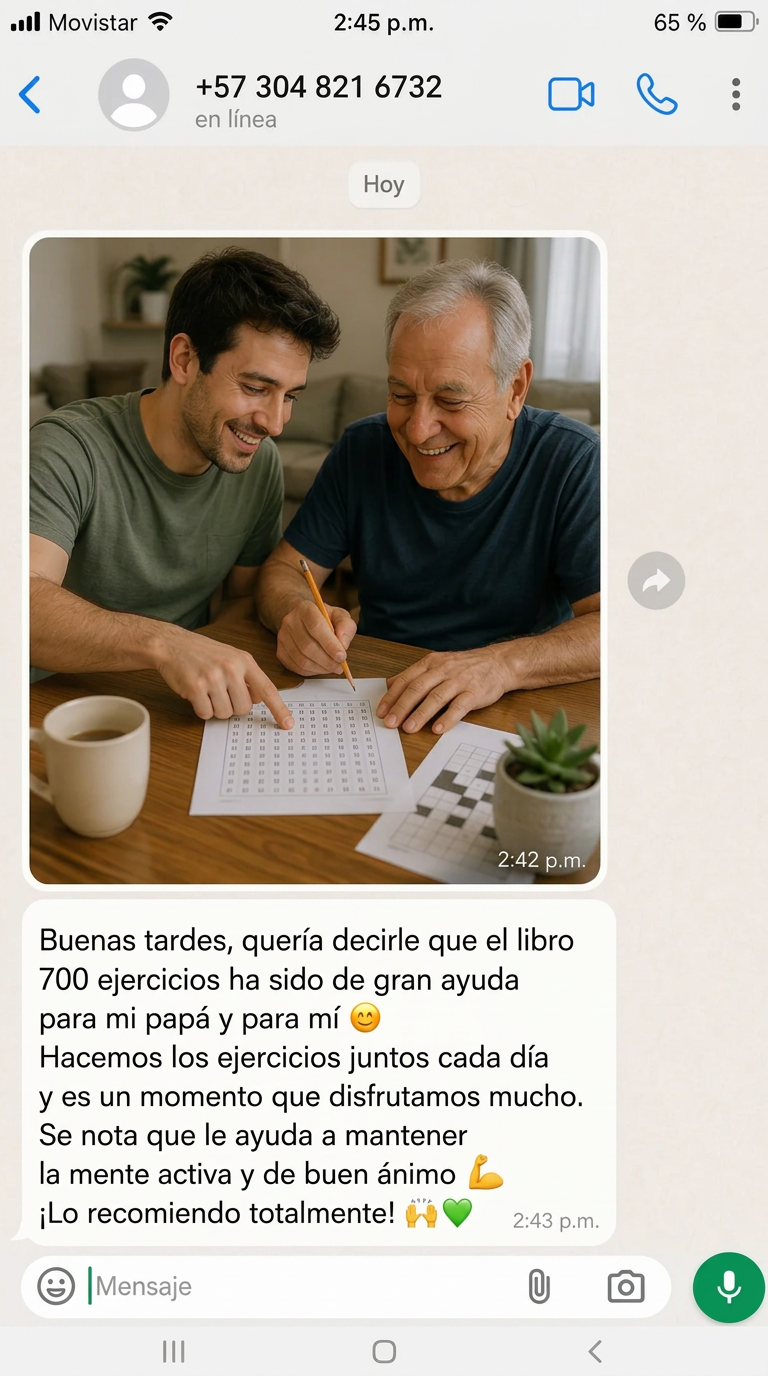 Mensaje de un hijo que hace los ejercicios cada día junto a su papá